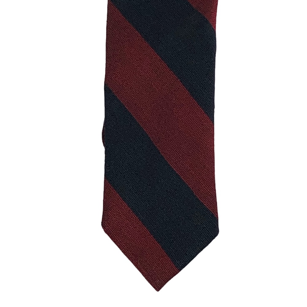 Vintage 50s Superba Maroon Black and Teal Striped Dacron Polyester Skinny Tie